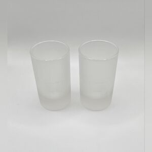 Jagermeister Shot Glasses Frosted Embossed Lettering Stag Logo 2.75" Set Of 2